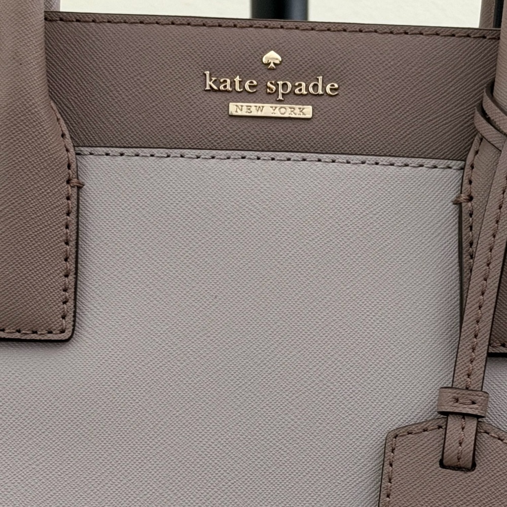 Kate Spade Cameron Street Candace Tote Gray Taupe Neutral Leather - Picture 3 of 9